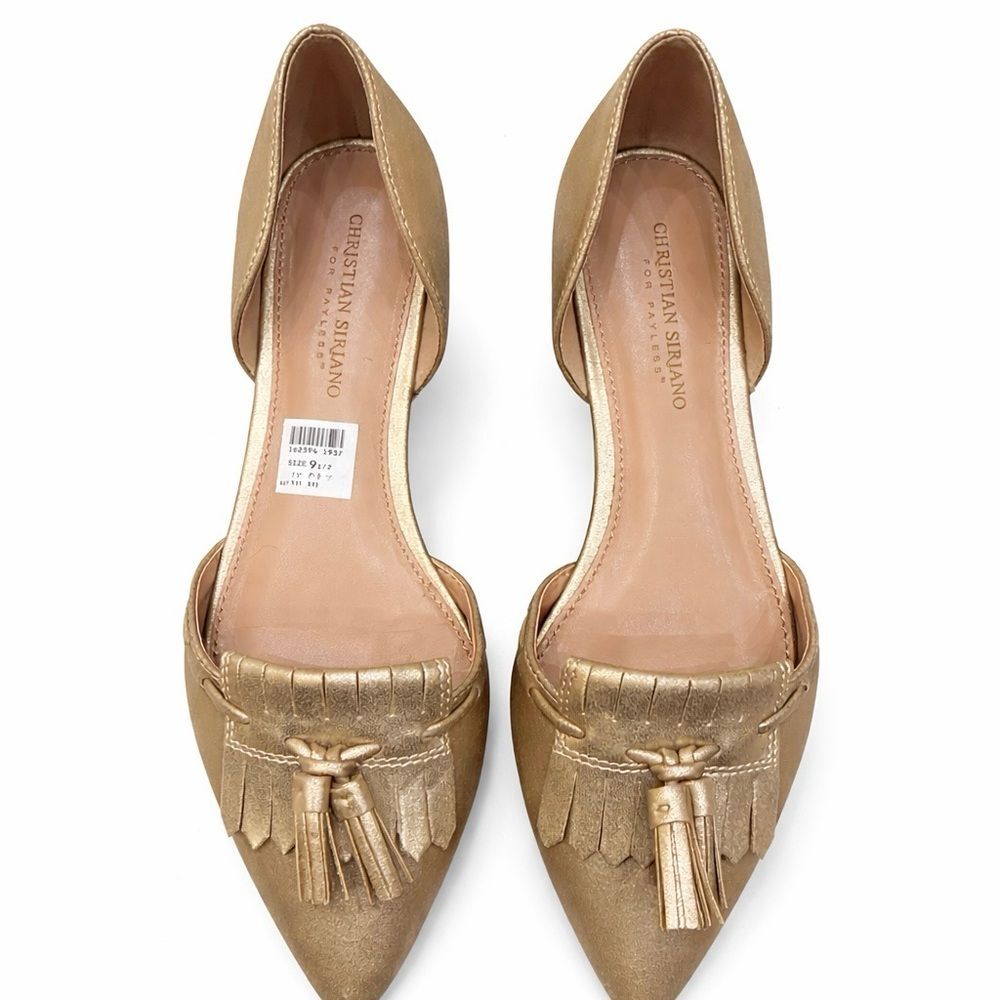 Christian Siriano Gold Tassel D’Orsay Flats – Size 9.5 – NWT